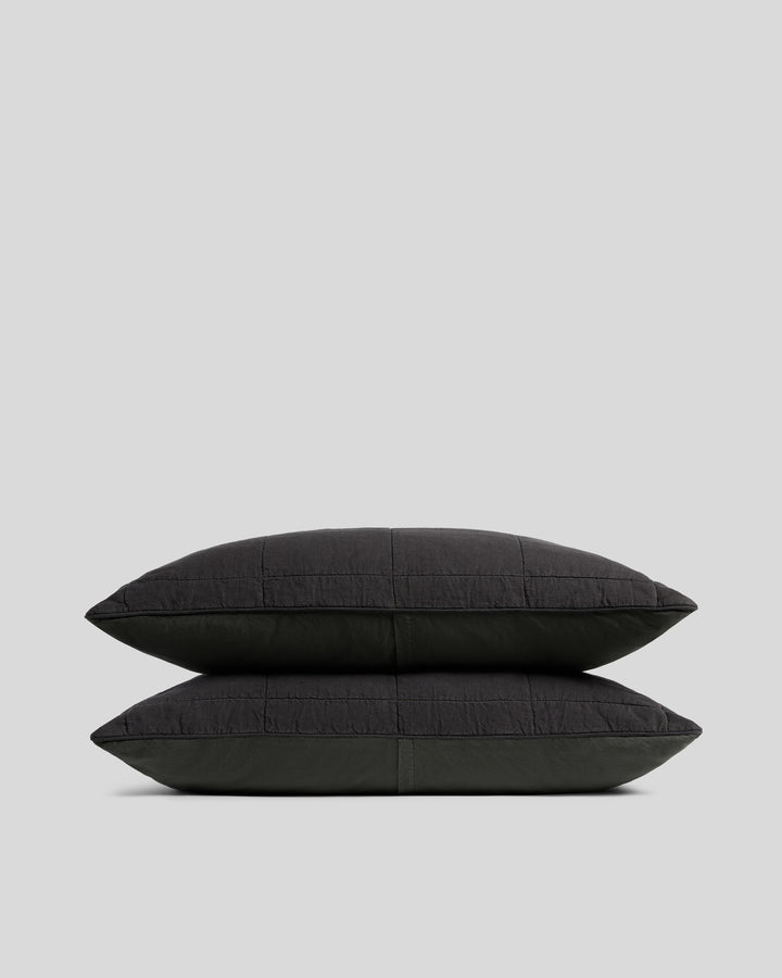 Linen Box Quilted Sham Set (Onyx)